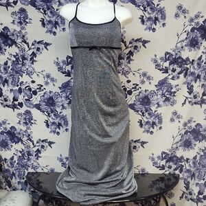 Dave & Johnny Glittering Silver Maxi Dress